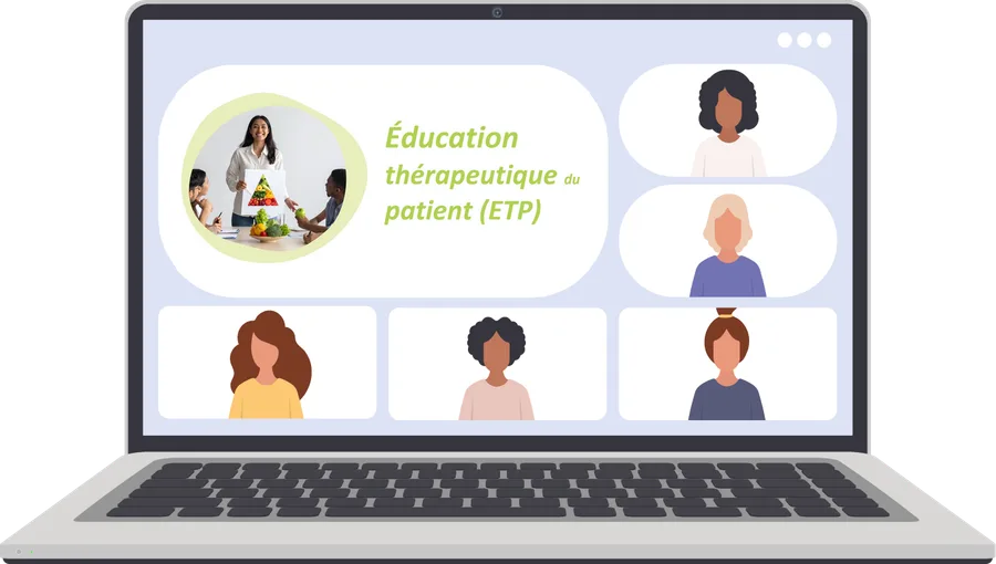Aperçu de la classe virtuelle « Éducation thérapeutique (ETP) » sur un ordinateur portable