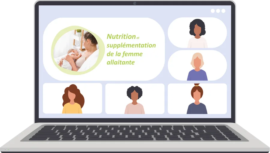 Aperçu de la classe virtuelle « Femme allaitante » sur un ordinateur portable