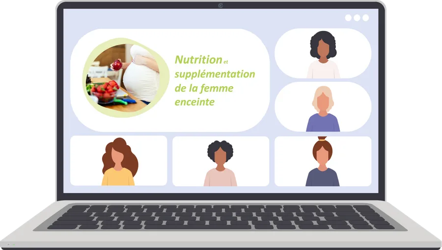 Aperçu de la classe virtuelle « Femme enceinte » sur un ordinateur portable