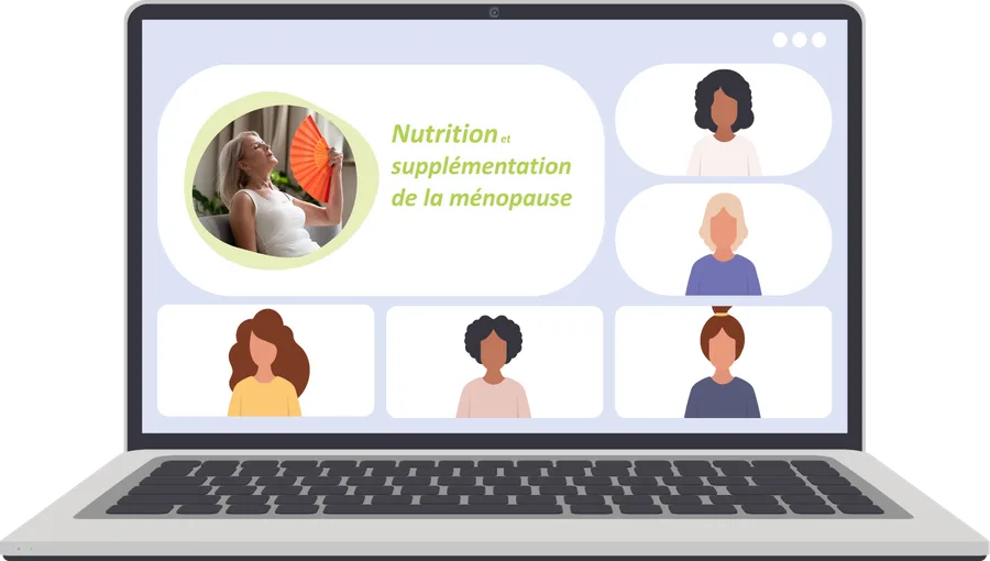 Aperçu de la classe virtuelle « Troubles de la ménopause » sur un ordinateur portable