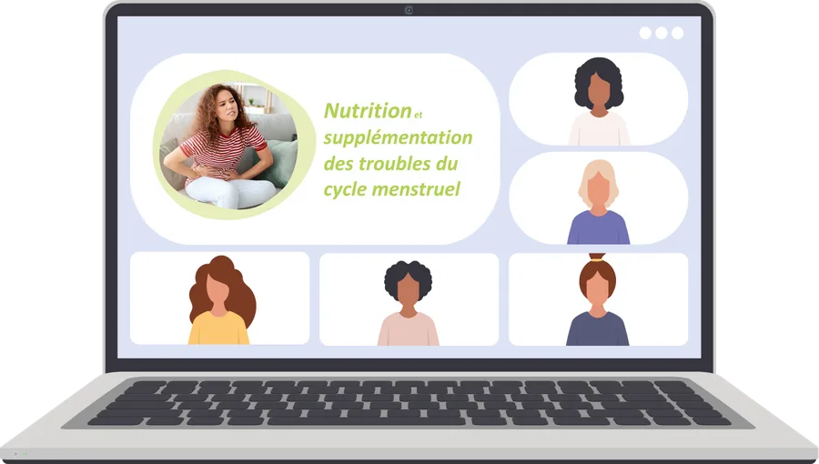 Aperçu de la classe virtuelle « Troubles du cycle menstruel » sur un ordinateur portable